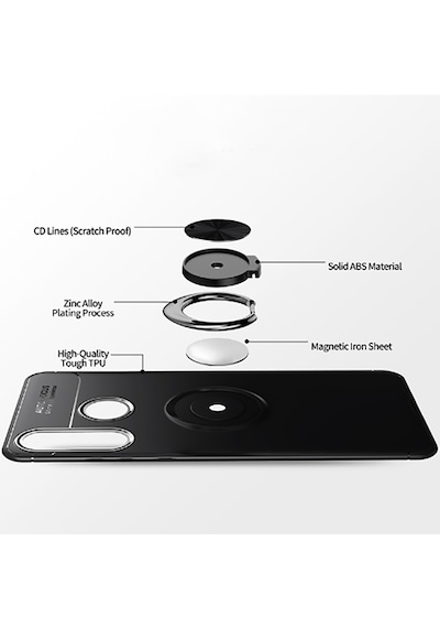 Huawei P40 Lite E Kılıf Zore Ravel Silikon Kapak Siyah
