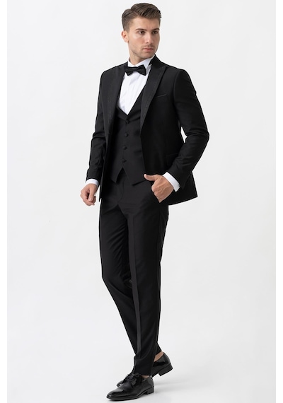 White Stone Trento D111 Slim Fit 6 Drop Damatlık Siyah - 44 Siyah
