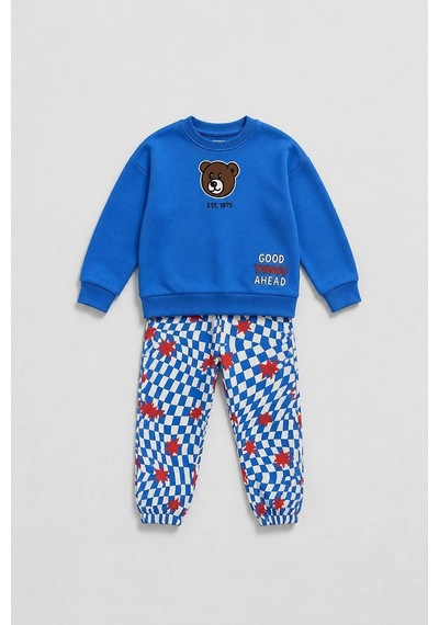 Magu Çocuk Ayıcık Baskılı Mavi Sweatshirt Ve Desenli Eşofman Altı Takımı Çok Renkli Magu Çocuk Ayıcık Baskılı Mavi Sweatshirt Ve Desenli Eşofman Altı Takımı Çok Renkli