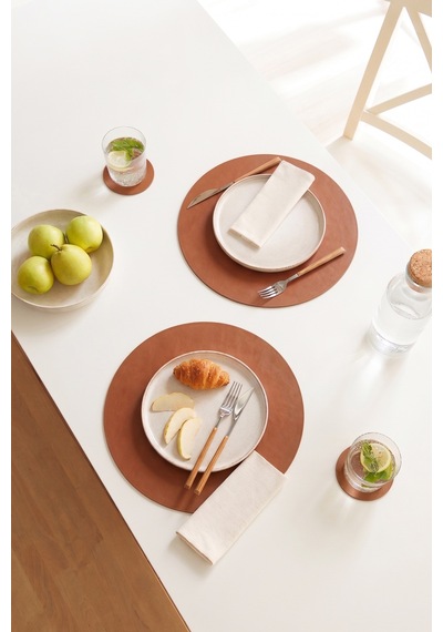 Home Wave 2'li Taba/gri Renk Suni Deri Amerikan Servis Ø 36 Cm