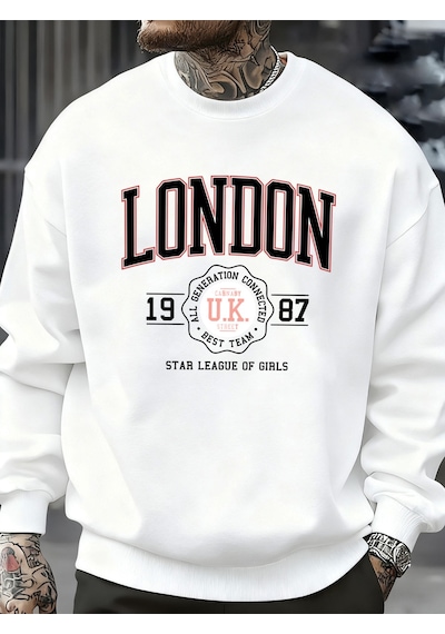 Startmore Startmorelondra İngiltere 1987 En İyi Takım Sporları Baskı Erkek Kazaklar Polar Günlük Kapüşonsuz Göml Beyaz
