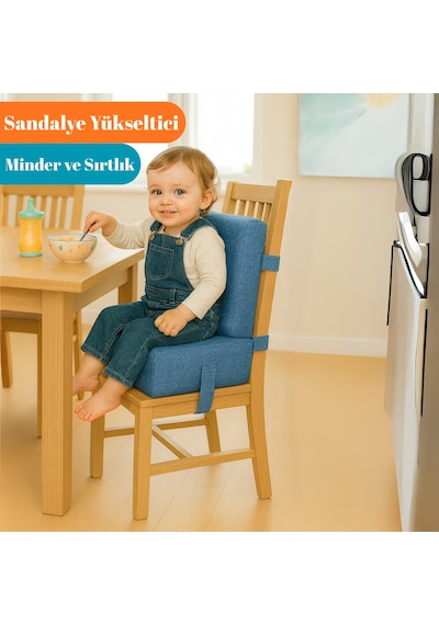 Yatella Bebekler Ve Çocuklar İçin Sandalye Yükseltici Mama Sandalyesi Minderi Mavi