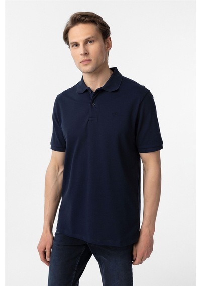 Süvari Lacivert Regular Düz Polo Yaka Tişört