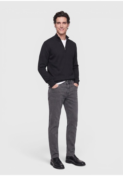 Ramsey Antrasit Dokuma Slim Fit Casual Pamuk Karışımlı Pantolon