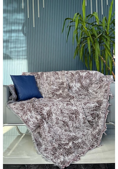 Saçaklı Lüks Koltuk Örtüsü 170x220 Cm Bordo Bordo