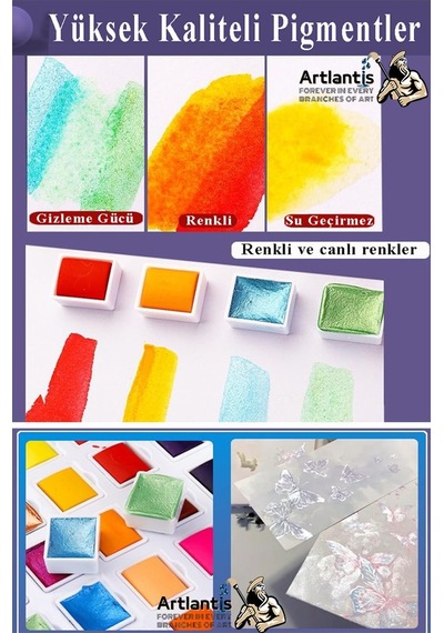 Tablet Sulu Boya 36 Renk Teneke Kutu 1 Paket 36 Lı Taş Sulu Boya Çıkarılabilir Tablet Suluboya Resim Hobi Sanat