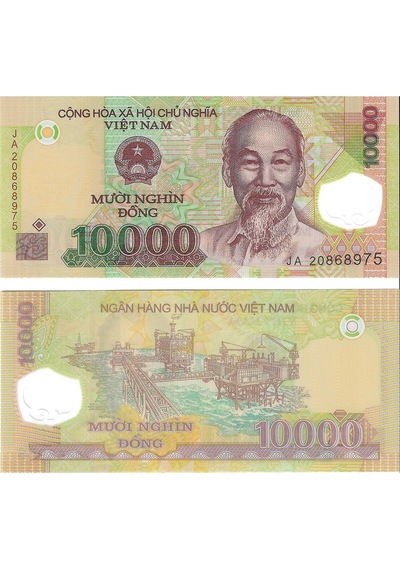 Vietnam 10.000 Dong Yabancı Kağıt Para Polimer Çil Unc Koleksiyon Para