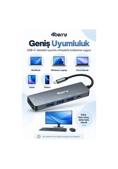 Kd5 5 İ 1 Arada Usb-c Hub 4k Hdmı, Usb Çoklayıcı Ve Pd Şarj Desteği
