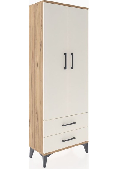 Arges Dolap 2 Raflı 2 Çekmeceli Tek Askılı 60x30x163 Çam-aytaşı Çam