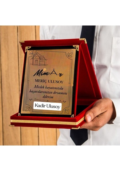 Mimar Temalı Kişiye Özel Plaket - Kadife Kutulu