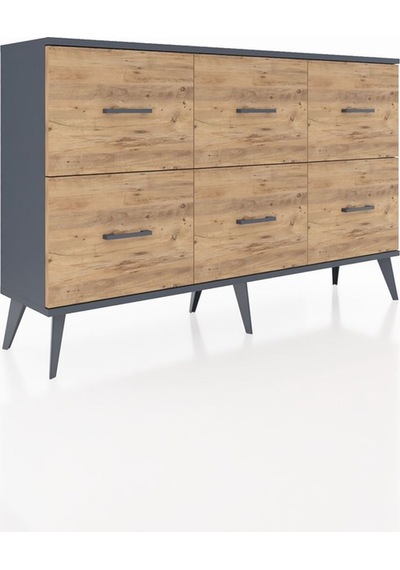 Arges Konsol 6 Çekmeceli 132x30x83 Antrasit-antrasit/çam Antrasit/çam Arges Konsol 6 Çekmeceli 132x30x83 Antrasit-antrasit/çam Antrasit/çam
