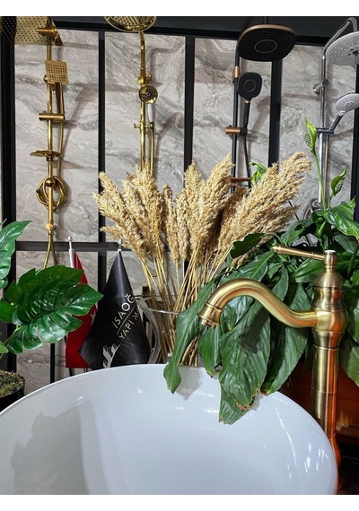 İsaoğlu Yapı Antik Gold Polina Çanak Lavabo Bataryası Gold