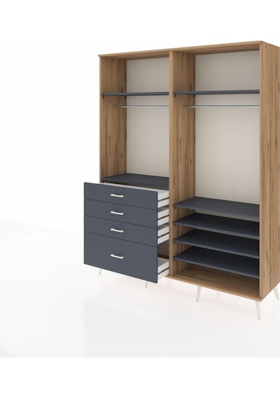 Hyperion Gardrop 7 Raflı 4 Çekmeceli 2 Askılı 176x44x221 Çam-antrasit Antrasit Hyperion Gardrop 7 Raflı 4 Çekmeceli 2 Askılı 176x44x221 Çam-antrasit Antrasit