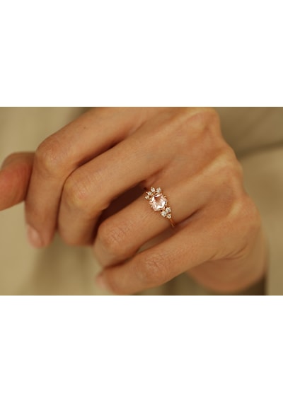 Reis Kuyumculuk T9354 Morganite Hexa Altın Yüzük