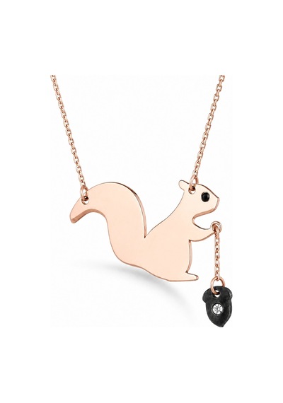 Sincap Taşlı Gümüş Kolye - Rose Rose Gold