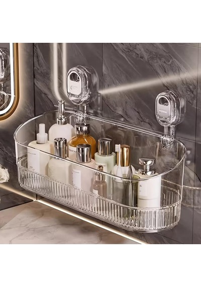 Sunup Sn-29266 Vantuzlu Şeffaf Banyo Mutfak Rafı Organizer Banyo Düzenleyici Raf Diğer