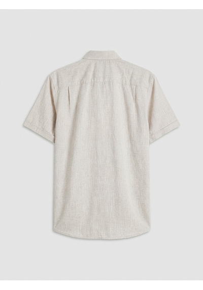 Lcwaıkıkı Classic Bej Regular Fit Erkek Keten Görünümlü Gömlek