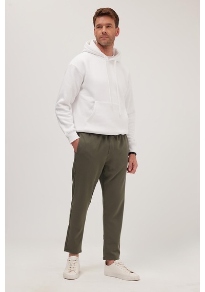 Tudors Erkek Regular Fit Beli Lastikli Bağcıklı Jogger Haki Pantolon Rahat Kesim Yan Cepli-36900 Haki