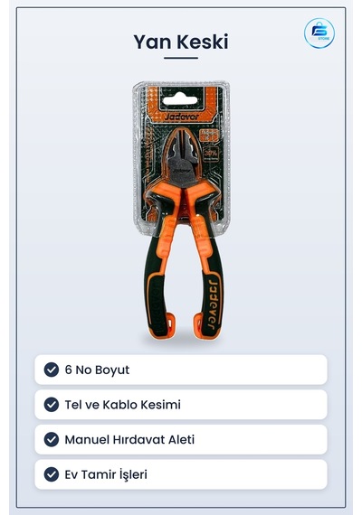 Yan Keski 6 No Lüks Kablo Kesici Hırdavat El Aleti Manuel Tel Kes