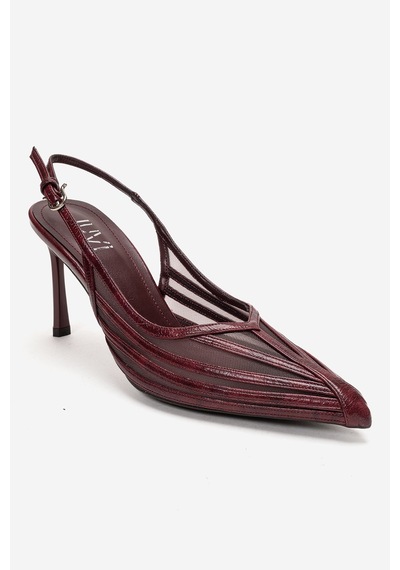 Luvishoes Ylena Bordo Transparan File Detaylı Kadın İnce Topuklu Ayakkabı