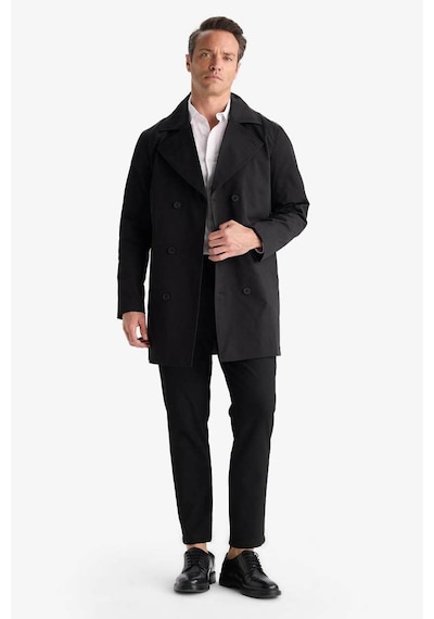 Defacto Slim Fit Dar Kesim Kemerli Düğmeli Trençkot D5528ax25aubk27 Siyah