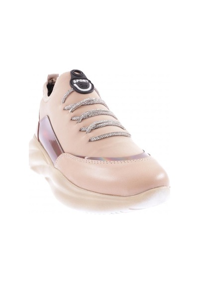 Dgn 315-23y Kadin Kalin Taban Strech Detayli Silver Taş Bağcikli Sneakers Ayakkabi 315-2026-R12632 Ten