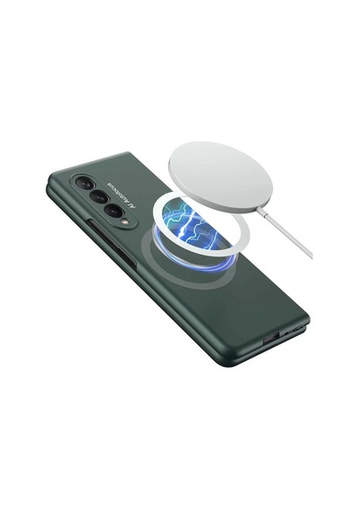 Galaxy Uyumlu Z Fold 3 Kılıf Wireless Şarj Özellikli Zore Kıpta M-safe Kapak