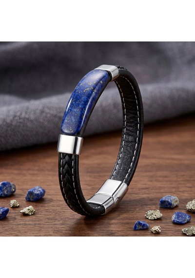 Moncuk Design Lapis Royal Doğal Taşlı Deri Çelik Erkek Bileklik 33512b1d16 Çok Renkli