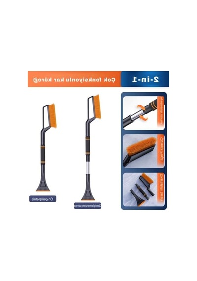 Uzun 82cm Araç Kar Fırçası Ve Buz Kazıyıcı - Kolay Kullanım Açık Sarı - Altın