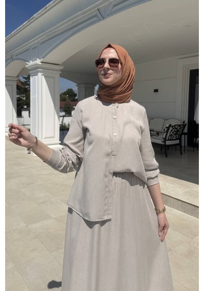 Rabia Şamlı Lavin Etekli Takım Taş Normal