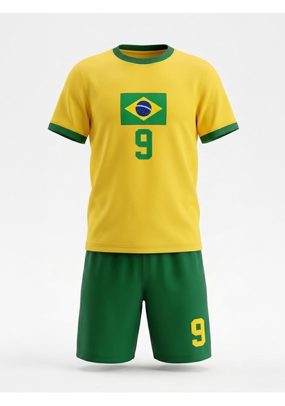 Civil Boys Brazil Baskılı 2'li 6-9 Yaş Takım - Pamuk Forma - Sarı
