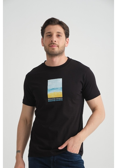 Shooter Sportwear Shooter Erkek T-shirt %100 Pamuk Minimalist Tasarım Regular Kalıp Baskılı Siyah Shooter Sportwear Shooter Erkek T-shirt %100 Pamuk Minimalist Tasarım Regular Kalıp Baskılı Siyah