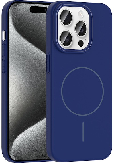 Apple Uyumlu iPhone 15 Pro Max Kılıf Magsafe Şarj Özellikli Zore Ruby Silikon Kapak - Lacivert Lacivert Lacivert