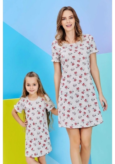 Roly Poly Kız Çocuk K.Kollu Bisiklet Yaka Gecelik (1264)(3-8 Yaş)