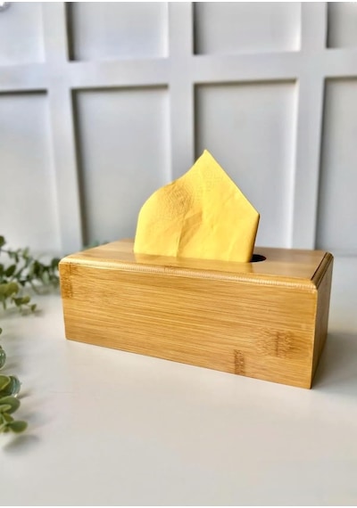 Erkugo Bambu Peçetelik, 23 Cm Masaüstü Peçete Kutusu, Bambu Kağıt Mendil Kutusu Kahverengi 23 X 13 Çok Renkli
