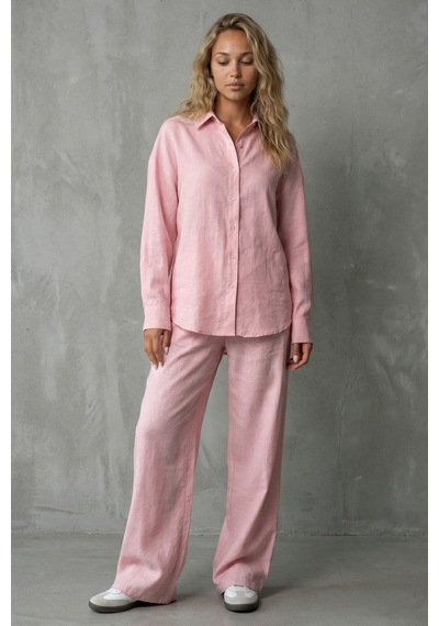 Madmext Pembe Basic Kadın Gömlek Pantolon İkili Takım Mg2352