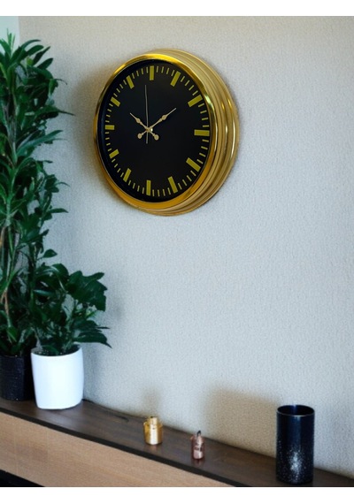Zarif Klasik Stil 40 Cm Metal Gold Duvar Saati