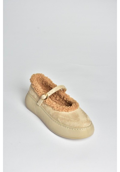 Fox Shoes V811269502 Bej Süet İçi Kürklü Günlük Kadın Ayakkabı Bej
