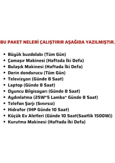 Güneş Enerjisi Solar Paketi 11kva İnverter 550 Watt Güneş Paneli 48v 100 Amper Lityum Akü
