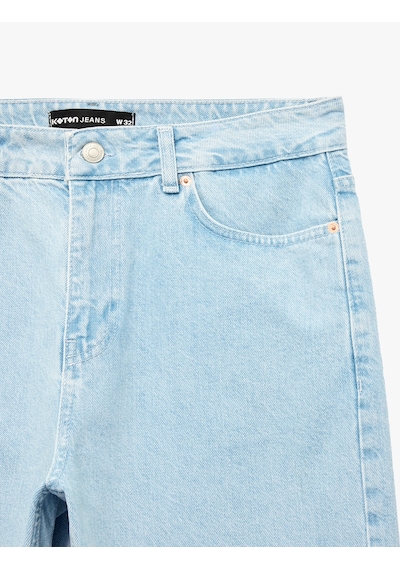 Koton Normal Bel Pamuklu Bermuda Straight Fit Jean Şort Açık İndigo 6sam40397nd Koton Normal Bel Pamuklu Bermuda Straight Fit Jean Şort Açık İndigo 6sam40397nd