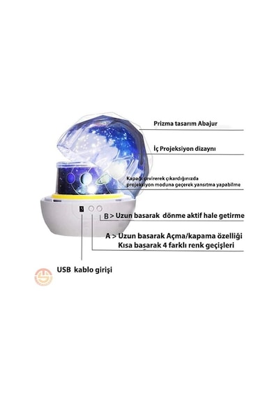 Technosmart Yeni Nesil Star Master Projeksiyon Gece Lambası Renkl