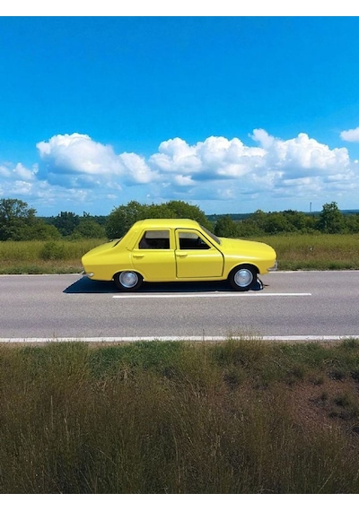 Nostaljik Metal Çek Bırak Sarı Araba Renault 12 Kapılar Açılır Diğer