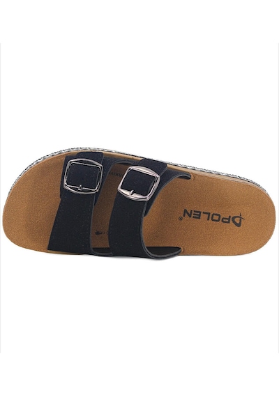 Siyah Çift Toka Kadın Terlik Rahat Taban Günlük