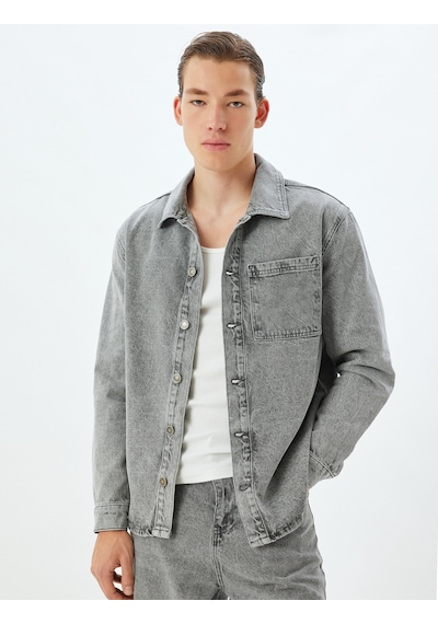 Koton Kot Ceket Oversize Gömlek Yaka Cep Detaylı Düğmeli Pamuklu Gri 5wam50016ıd Gri Koton Kot Ceket Oversize Gömlek Yaka Cep Detaylı Düğmeli Pamuklu Gri 5wam50016ıd Gri