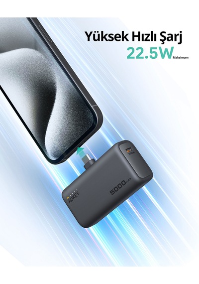 Aukey Pb-y59-gy Spark Mini 5000 Mah Portatif Type-c Powerbank - Gri