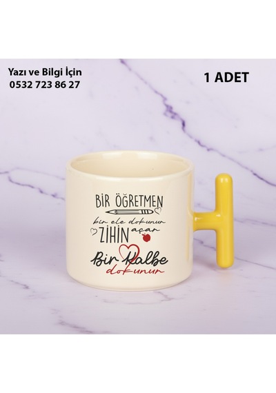 Öğretmenler Günü Hediyesi Bir Öğretmen Baskılı Kupa Bardak-kişiye Özel İsim Baskılı Hediyelik Sarı