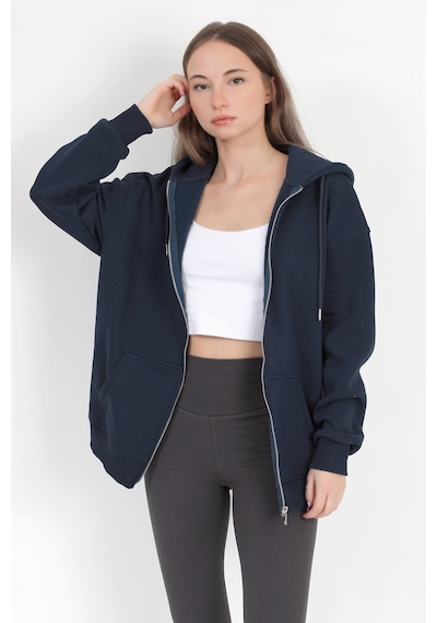 Giysa Kadın Indigo Fermuarlı Şardonlu Kapüşonlu Oversize Sweatshirt - 9015 - 264401 Indigo Giysa Kadın Indigo Fermuarlı Şardonlu Kapüşonlu Oversize Sweatshirt - 9015 - 264401 Indigo