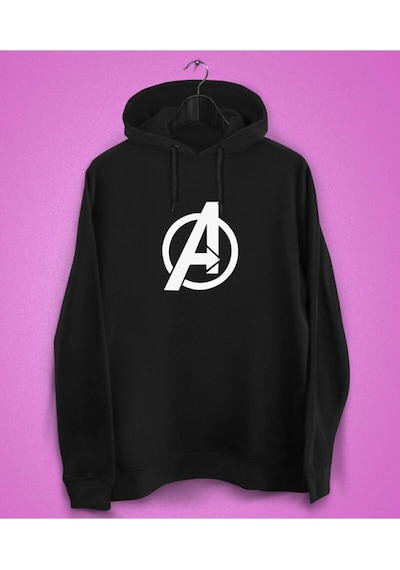 Startmore Unisex Siyah Avengers Baskılı Sweatshirt Siyah