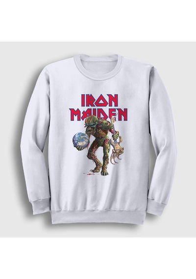 Presmono Unisex World Iron Maiden Sweatshirt Beyaz