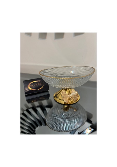 Gold Metal Ayaklı Kelebekli Yaldızlı Küçük Şekerlik, Lokumluk, Sunumluk Gold-metal-yaldız